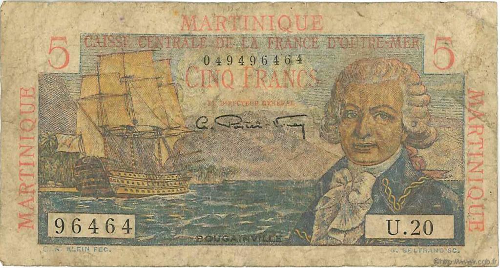 5 Francs Bougainville MARTINIQUE  1946 P.27a RC