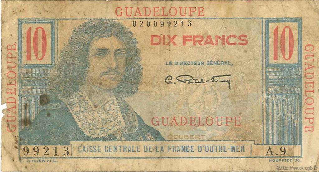 10 Francs Colbert GUADELOUPE  1946 P.32 SGE