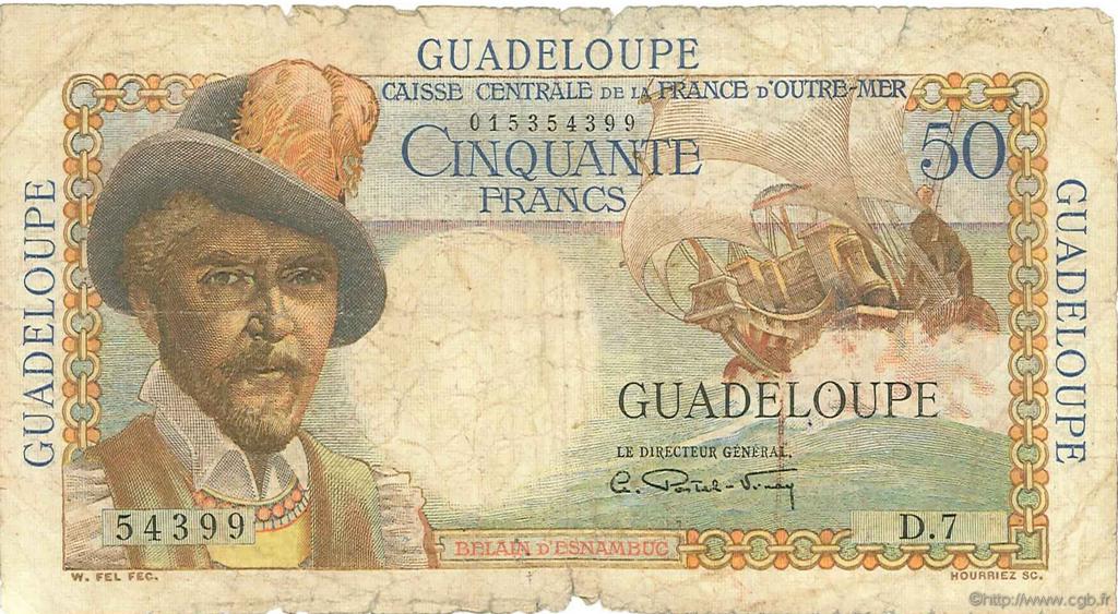 50 Francs Belain d Esnambuc GUADELOUPE  1946 P.34 G