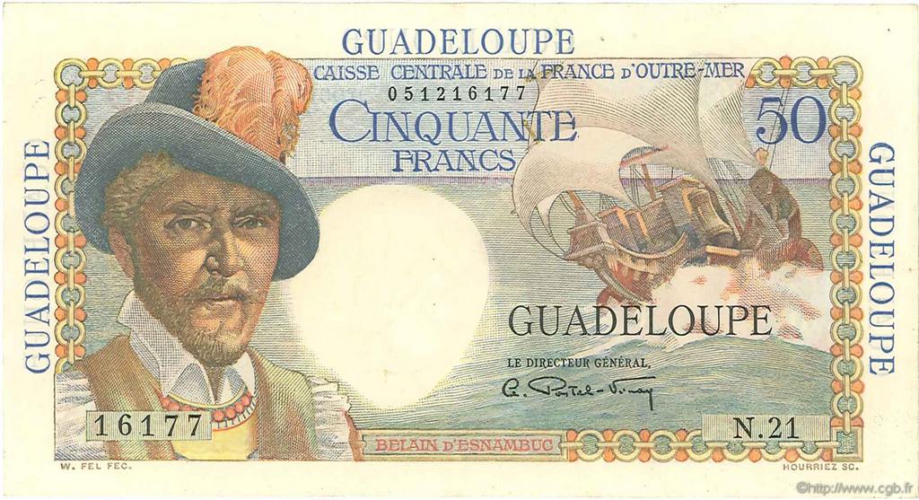 50 Francs Belain d Esnambuc GUADELOUPE  1946 P.34 XF+