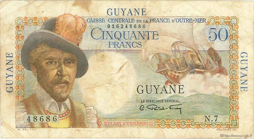 50 Francs Belain d Esnambuc FRENCH GUIANA  1946 P.22a S