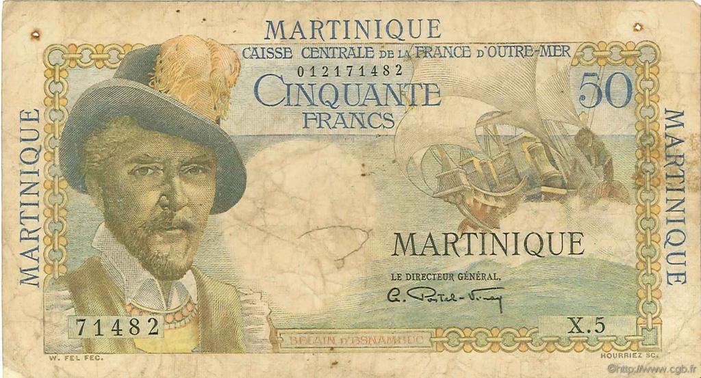50 Francs Belain d Esnambuc MARTINIQUE  1946 P.30a RC