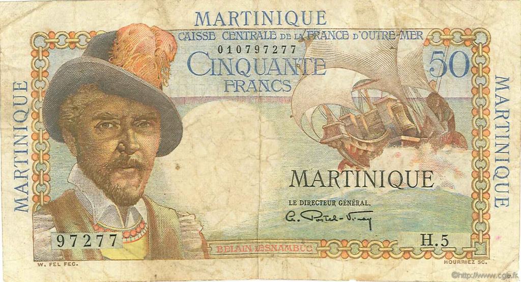 50 Francs Belain d Esnambuc MARTINIQUE  1946 P.30a S