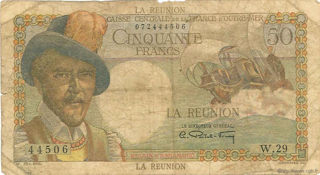 50 Francs Belain d Esnambuc REUNION INSEL  1946 P.44a SGE