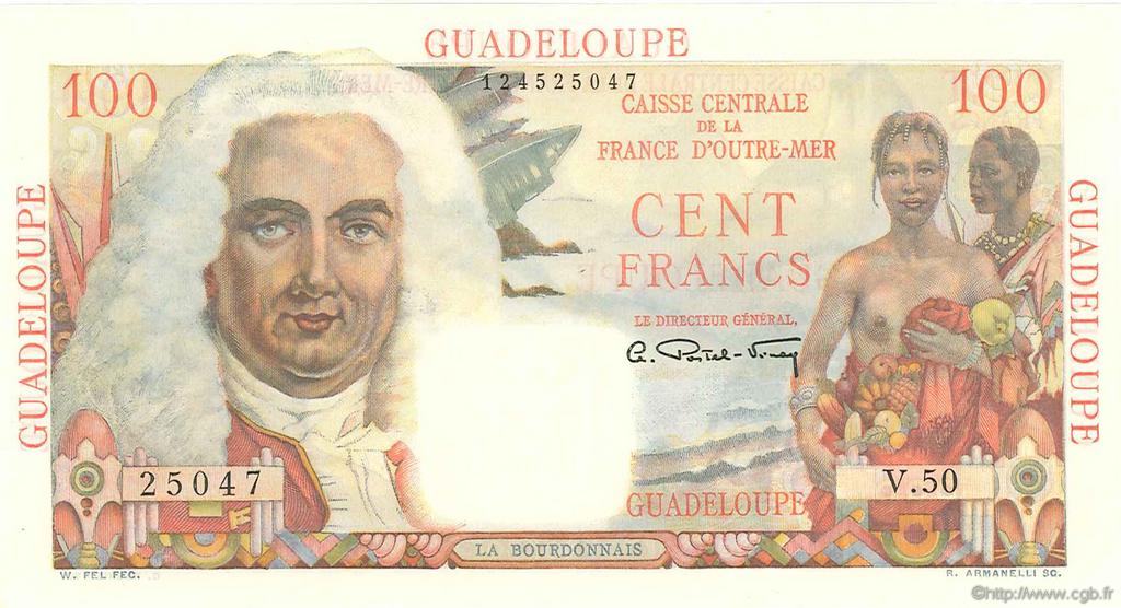 100 Francs La Bourdonnais GUADELOUPE  1946 P.35 fST+