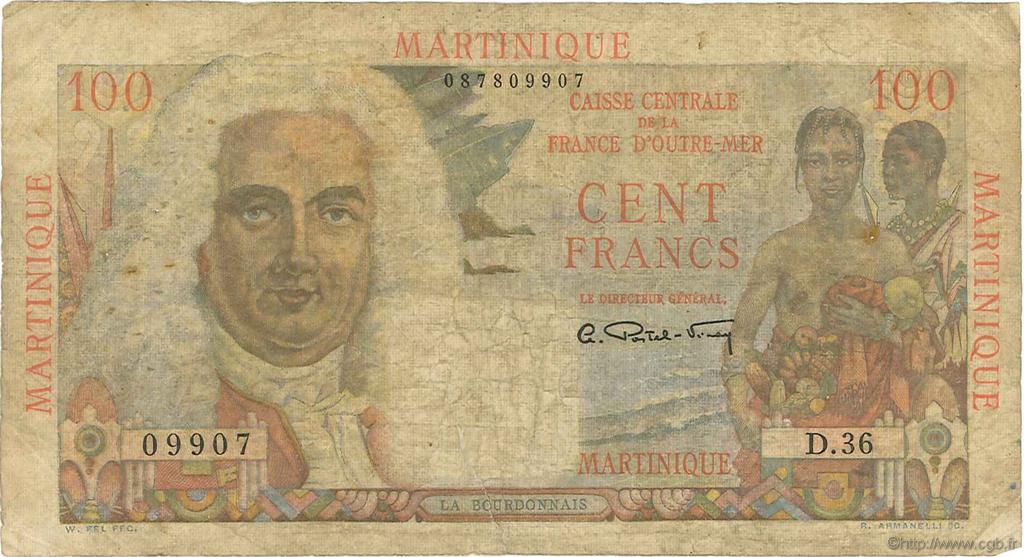 100 Francs La Bourdonnais MARTINIQUE  1946 P.31a SGE