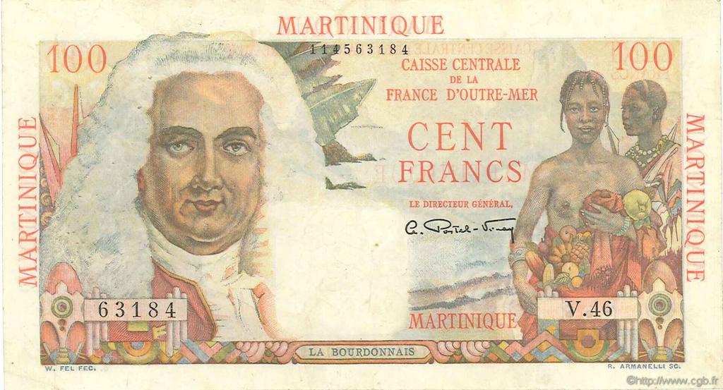 100 Francs La Bourdonnais MARTINIQUE  1946 P.31a fSS
