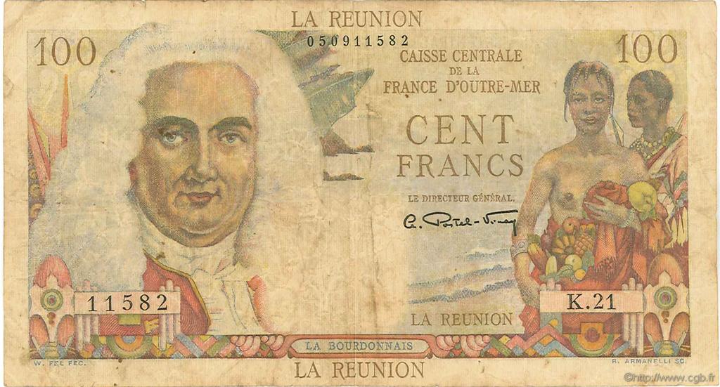 100 Francs La Bourdonnais ISOLA RIUNIONE  1946 P.45a q.MB