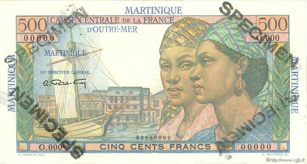 500 Francs Pointe à Pitre Spécimen MARTINIQUE  1946 P.32s fST+