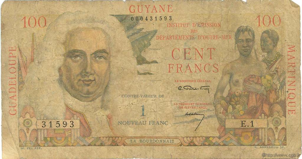 1 NF sur 100 Francs La Bourdonnais ANTILLES FRANÇAISES  1960 P.01 AB
