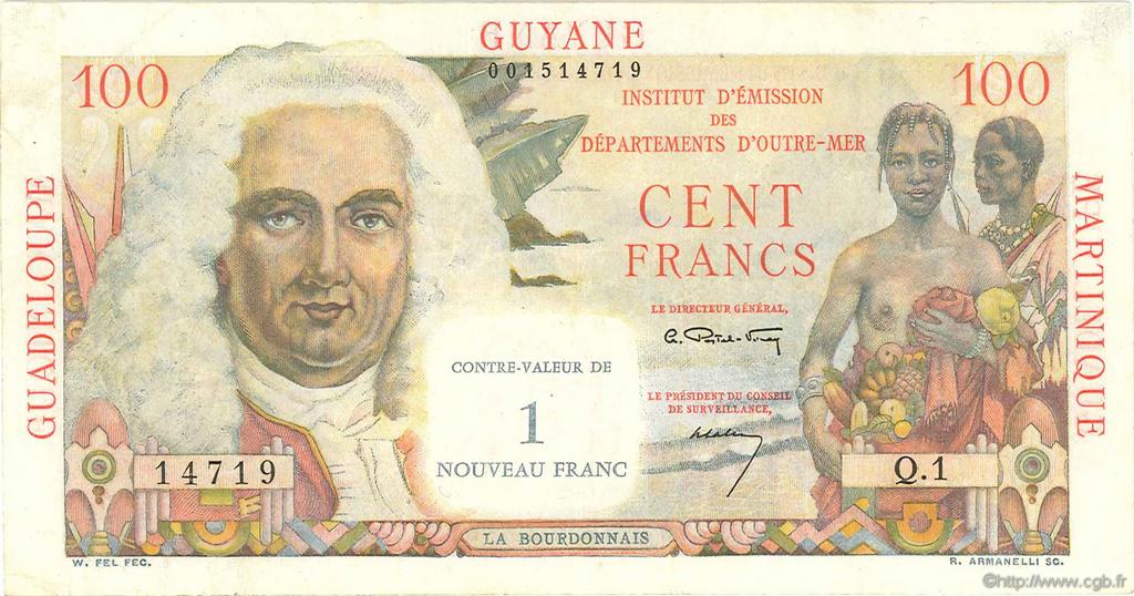1 NF sur 100 Francs La Bourdonnais FRENCH ANTILLES  1960 P.01 SS