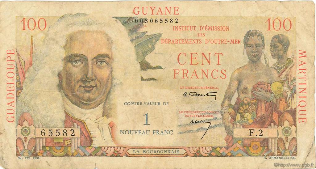 1 NF sur 100 Francs La Bourdonnais FRENCH ANTILLES  1960 P.01 B
