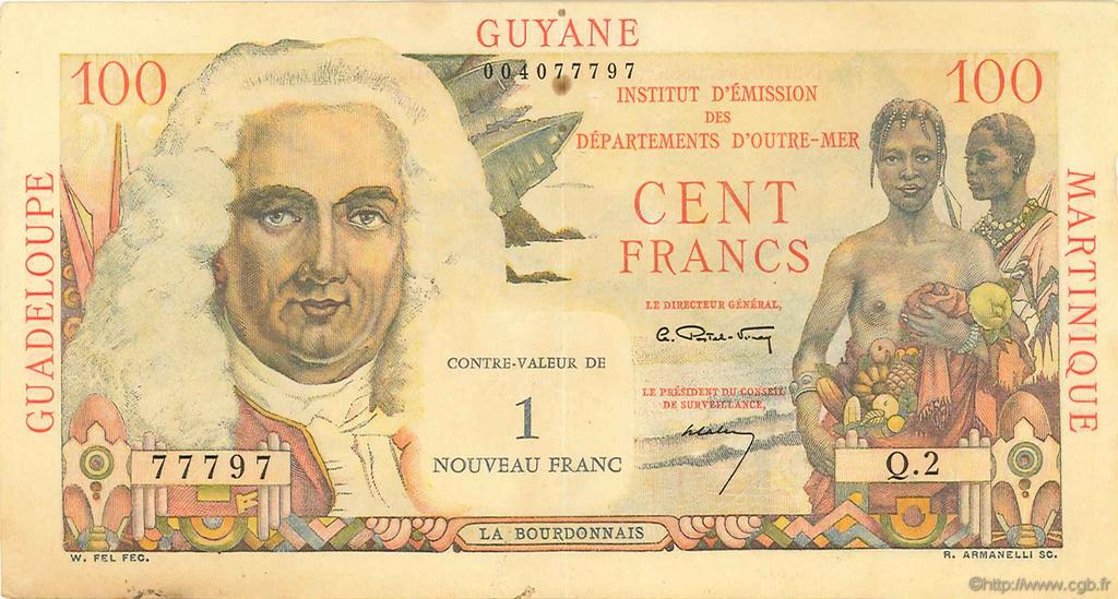 1 NF sur 100 Francs La Bourdonnais ANTILLES FRANÇAISES  1960 P.01 TTB