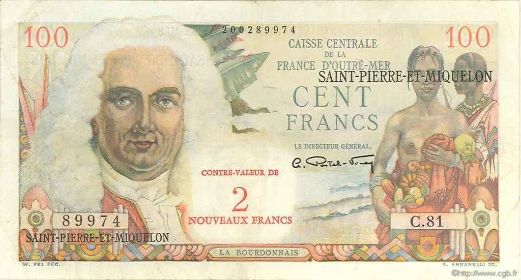 2 NF sur 100 Francs La Bourdonnais SAINT PIERRE AND MIQUELON  1960 P.32 VF-