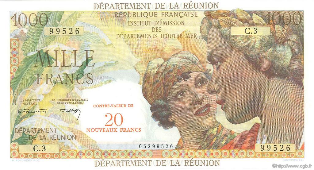 20 NF sur 1000 Francs Union Française ÎLE DE LA RÉUNION  1964 P.55b NEUF