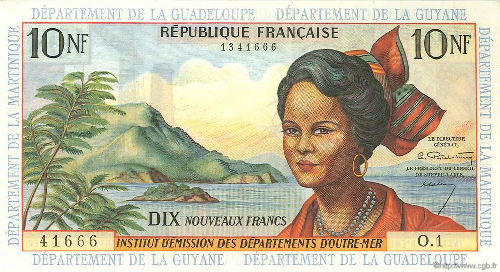 10 Nouveaux Francs FRENCH ANTILLES  1962 P.05a VZ+