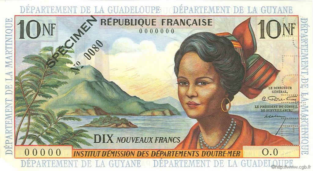 10 Nouveaux Francs Spécimen FRENCH ANTILLES  1962 P.05s SPL