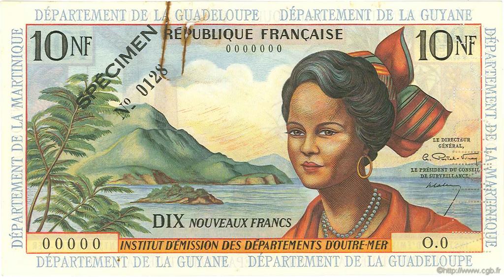 10 Nouveaux Francs Spécimen FRENCH ANTILLES  1962 P.05s q.SPL