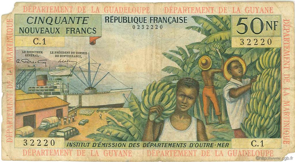 50 Nouveaux Francs FRENCH ANTILLES  1962 P.06a RC+