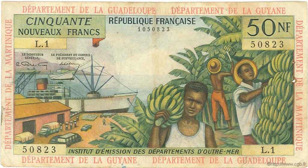 50 Nouveaux Francs FRENCH ANTILLES  1962 P.06a fSS