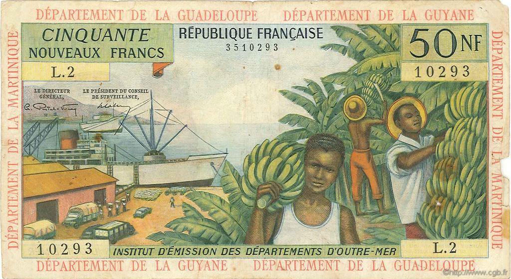 50 Nouveaux Francs FRENCH ANTILLES  1962 P.06a RC a BC