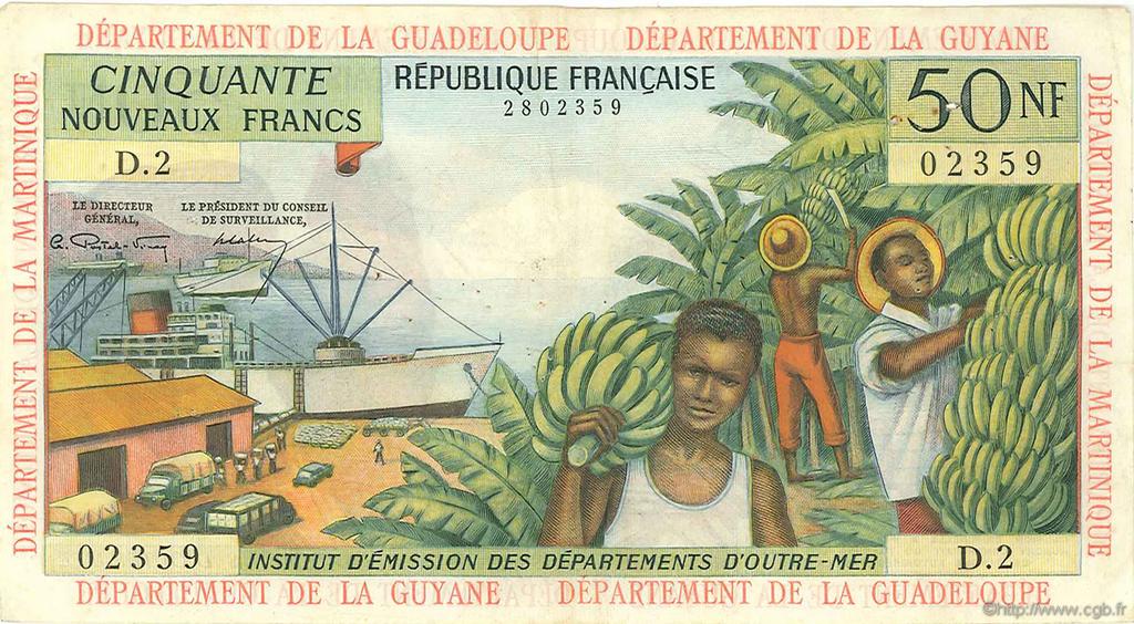 50 Nouveaux Francs FRENCH ANTILLES  1962 P.06a fSS
