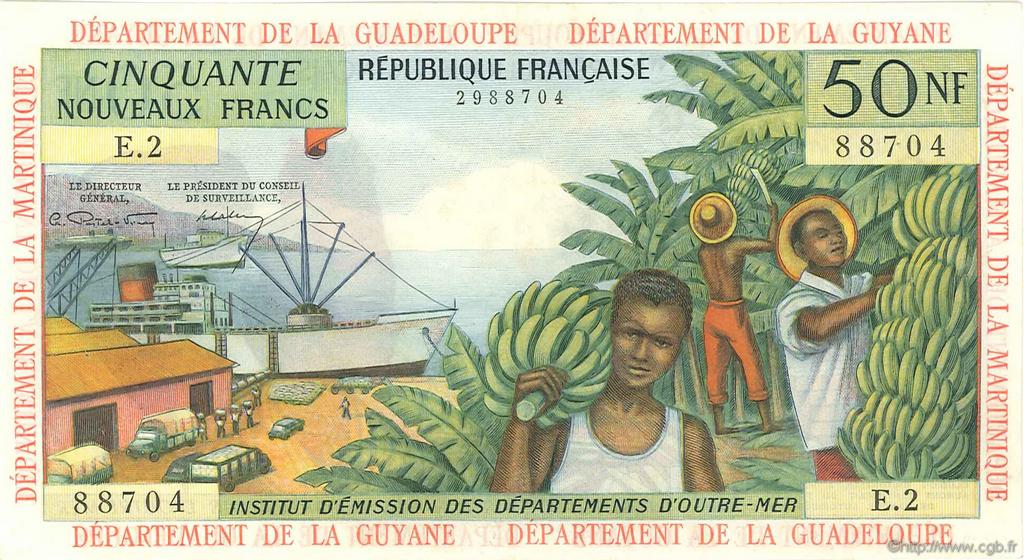 50 Nouveaux Francs FRENCH ANTILLES  1962 P.06a VZ