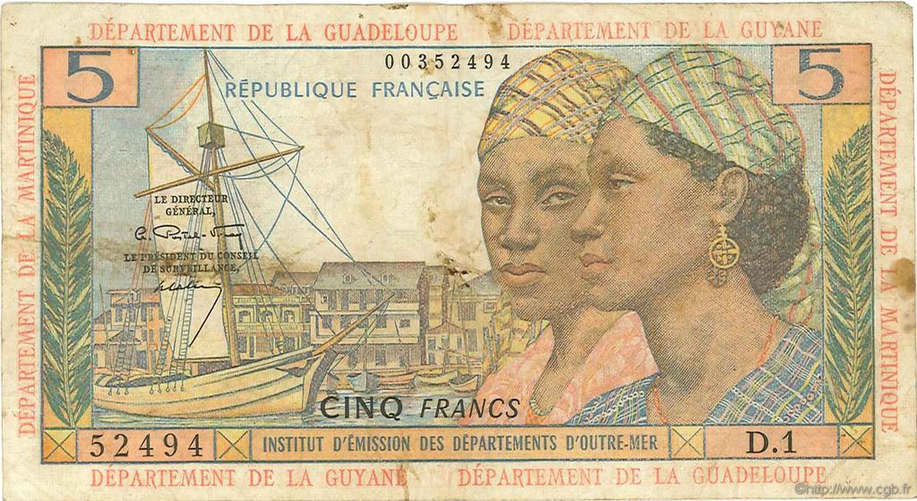 5 Francs FRENCH ANTILLES  1964 P.07a MB