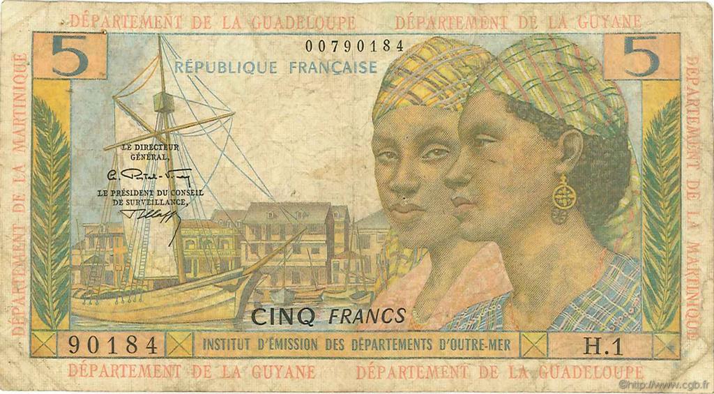 5 Francs FRENCH ANTILLES  1964 P.07b F-