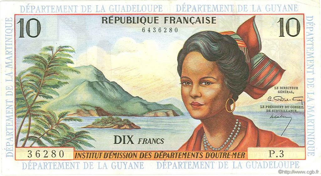 10 Francs FRENCH ANTILLES  1964 P.08a XF