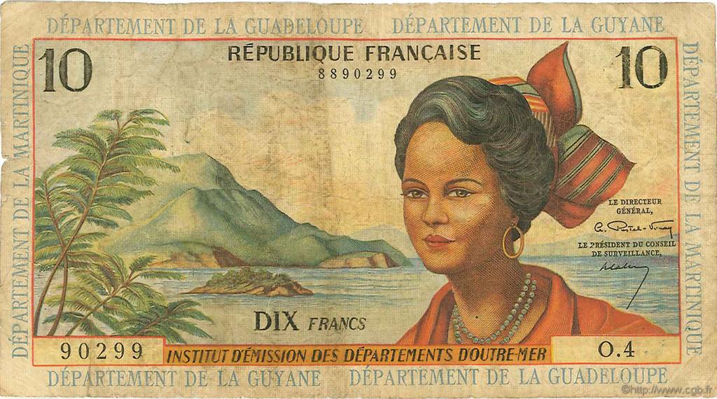 10 Francs FRENCH ANTILLES  1964 P.08a q.B