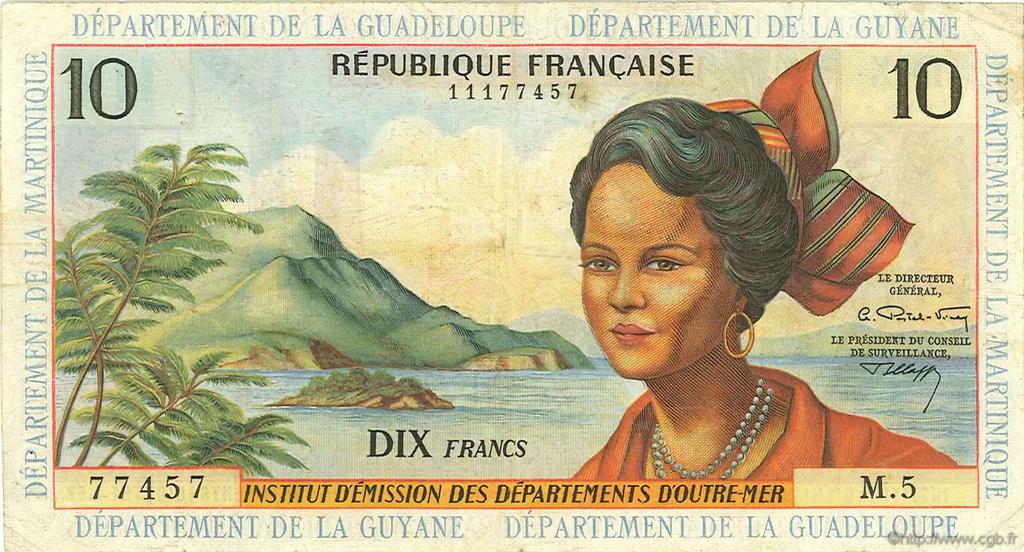 10 Francs FRENCH ANTILLES  1964 P.08b fSS