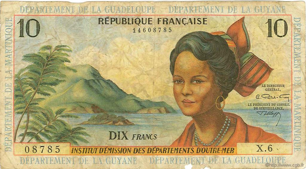 10 Francs FRENCH ANTILLES  1964 P.08b q.B