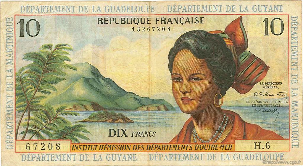10 Francs FRENCH ANTILLES  1964 P.08b VF-