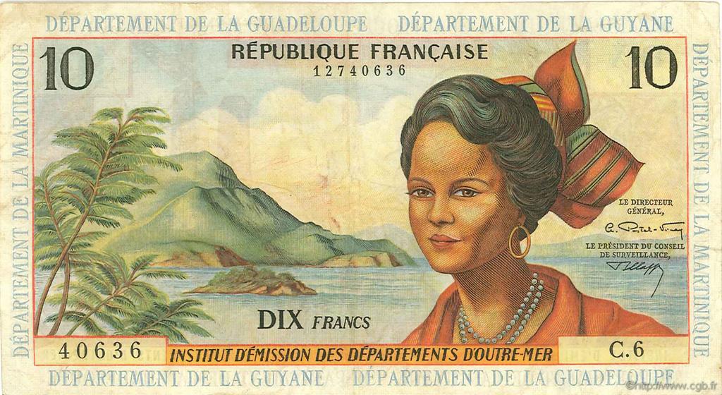 10 Francs ANTILLES FRANÇAISES  1964 P.08b TTB