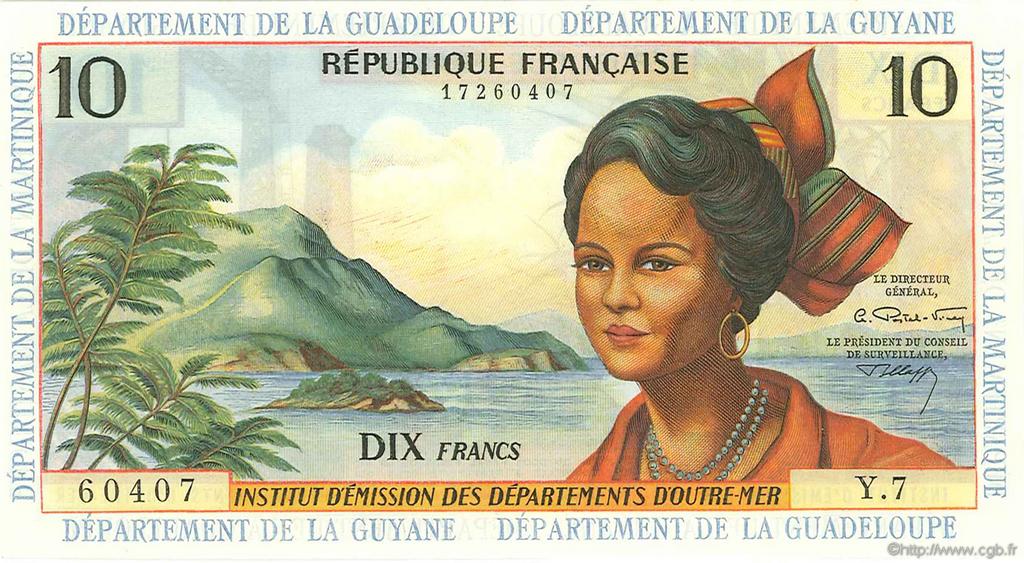 10 Francs FRENCH ANTILLES  1964 P.08b SC