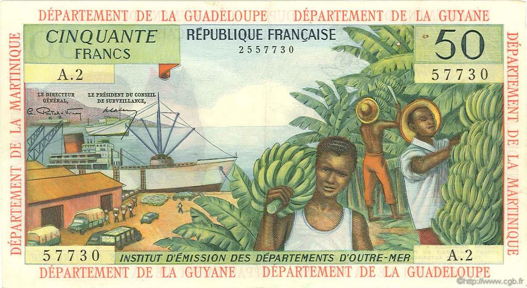 50 Francs FRENCH ANTILLES  1964 P.09a VF