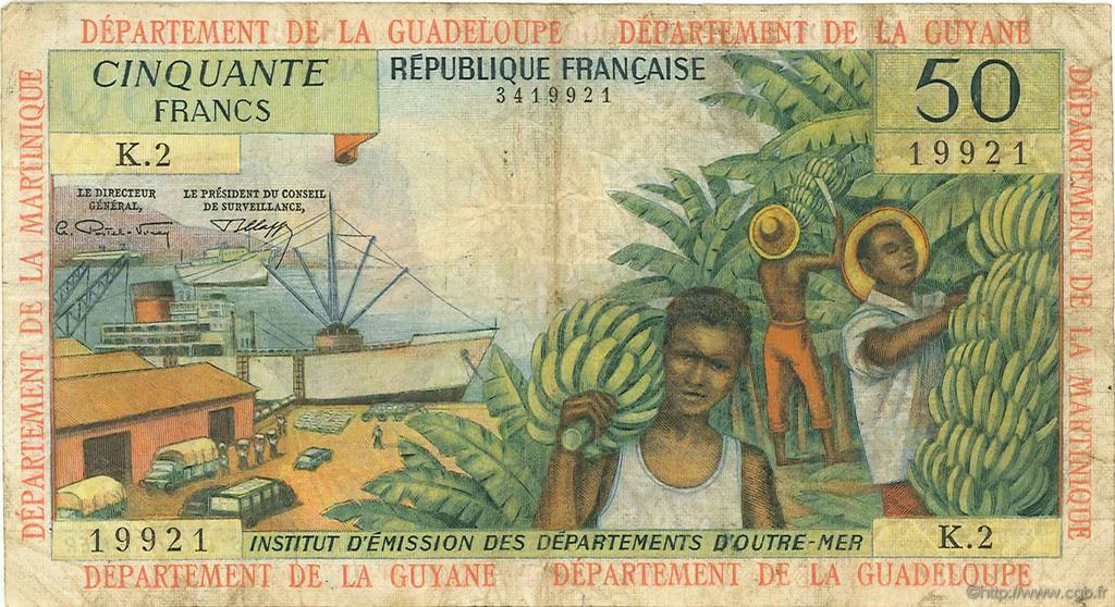 50 Francs FRENCH ANTILLES  1966 P.09b F
