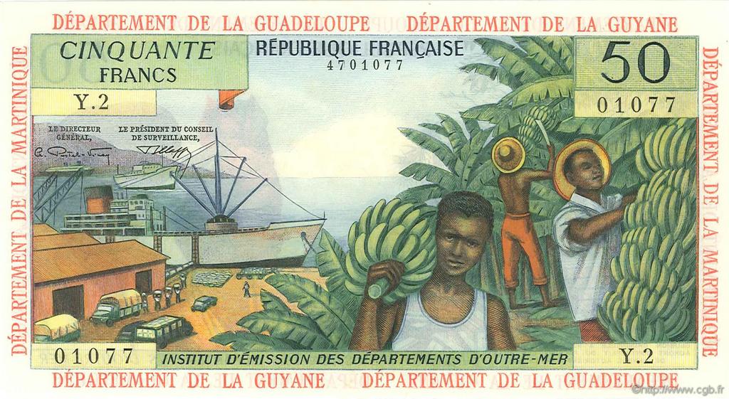 50 Francs FRENCH ANTILLES  1966 P.09b q.FDC