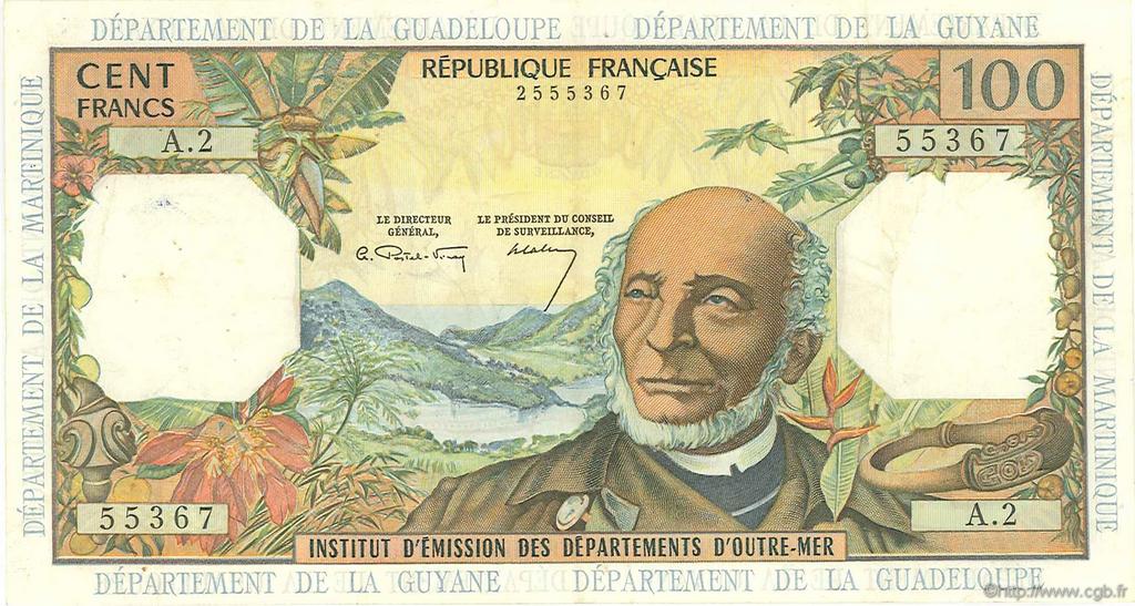 100 Francs FRENCH ANTILLES  1966 P.10a VF