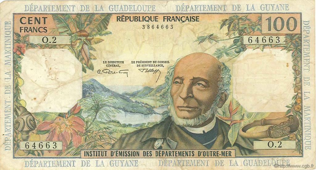 100 Francs FRENCH ANTILLES  1966 P.10b F-