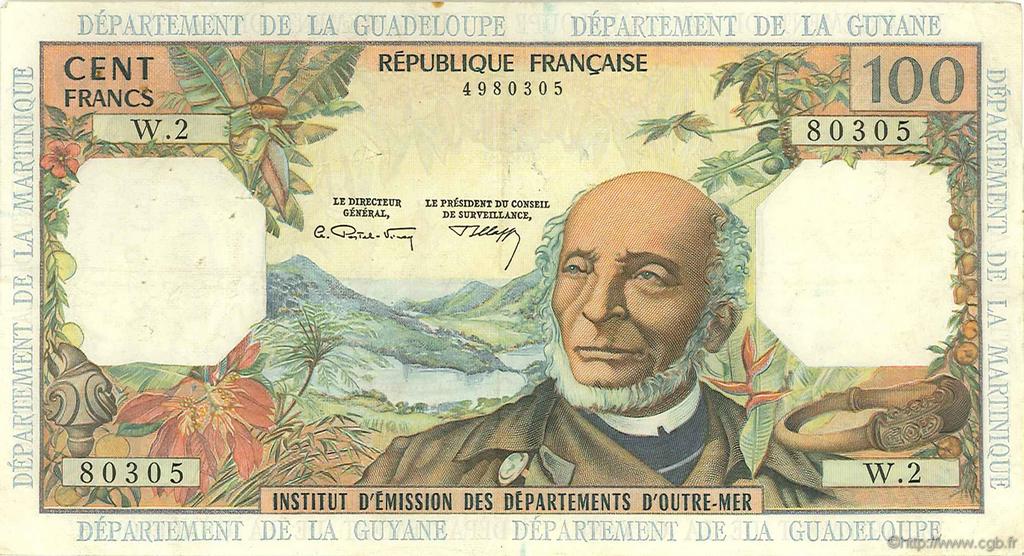 100 Francs FRENCH ANTILLES  1966 P.10b MBC