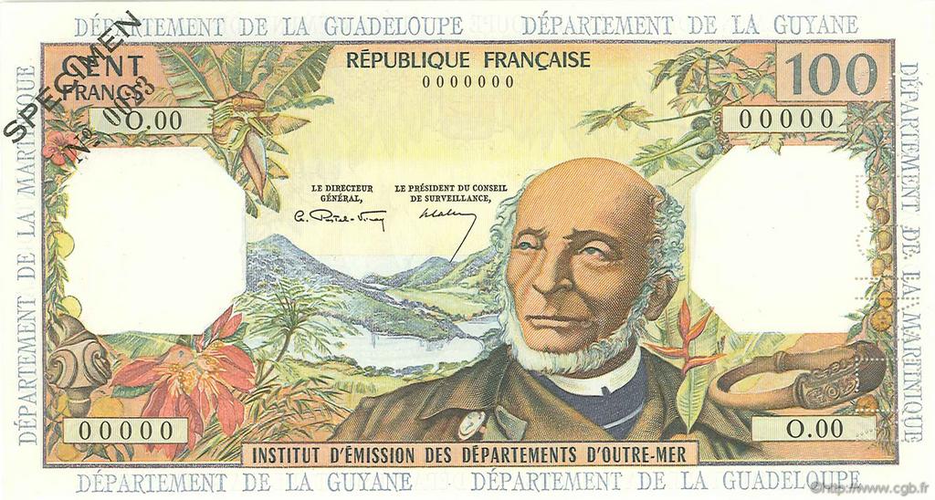 100 Francs Spécimen FRENCH ANTILLES  1966 P.10s VZ+