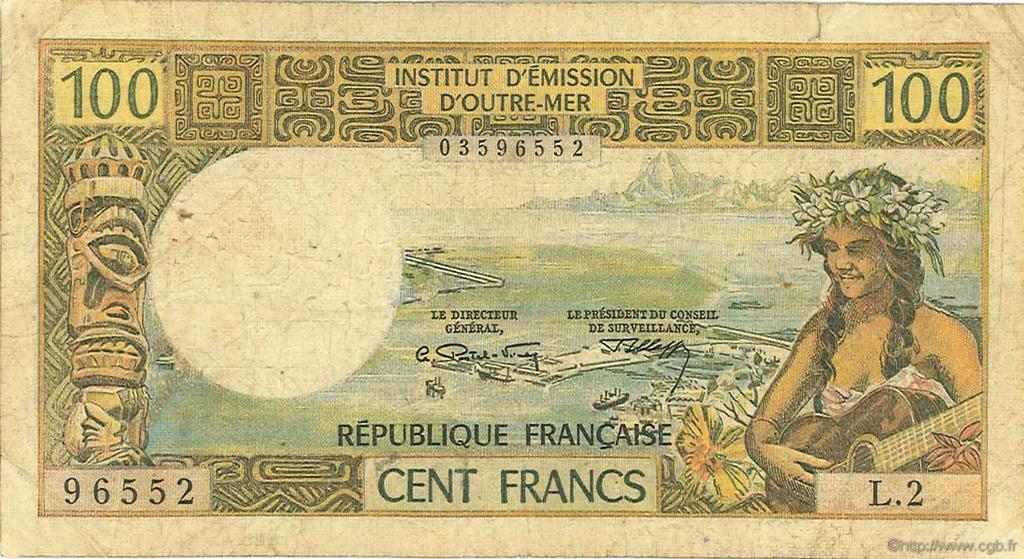 100 Francs TAHITI  1972 P.24b SGE