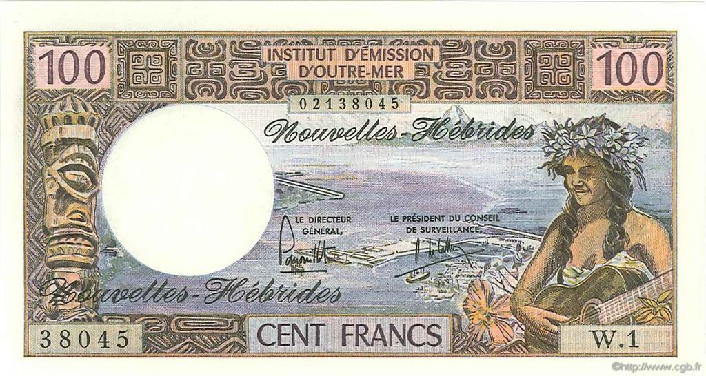 100 Francs NUOVE EBRIDI  1975 P.18c FDC