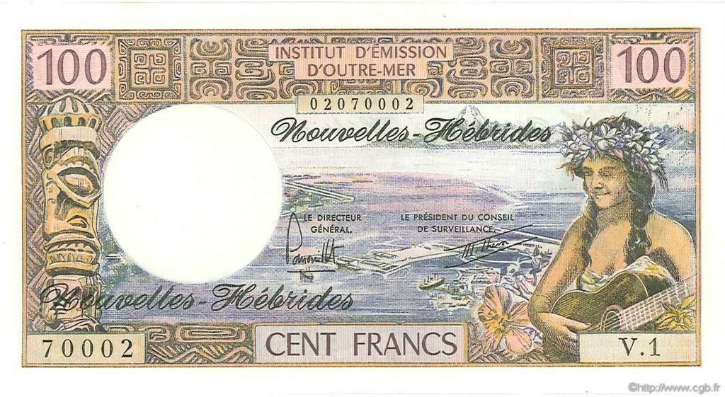 100 Francs NUEVAS HÉBRIDAS  1977 P.18d FDC