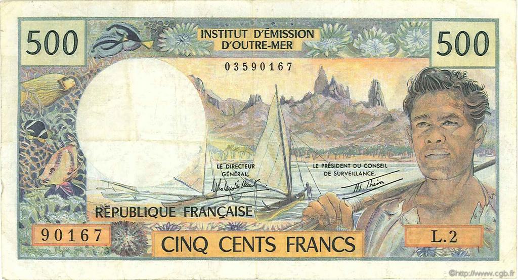 500 Francs TAHITI  1982 P.25b2 MBC
