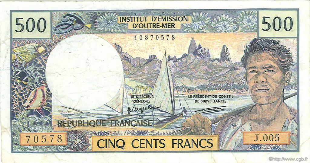 500 Francs FRENCH PACIFIC TERRITORIES  1992 P.01a BC+