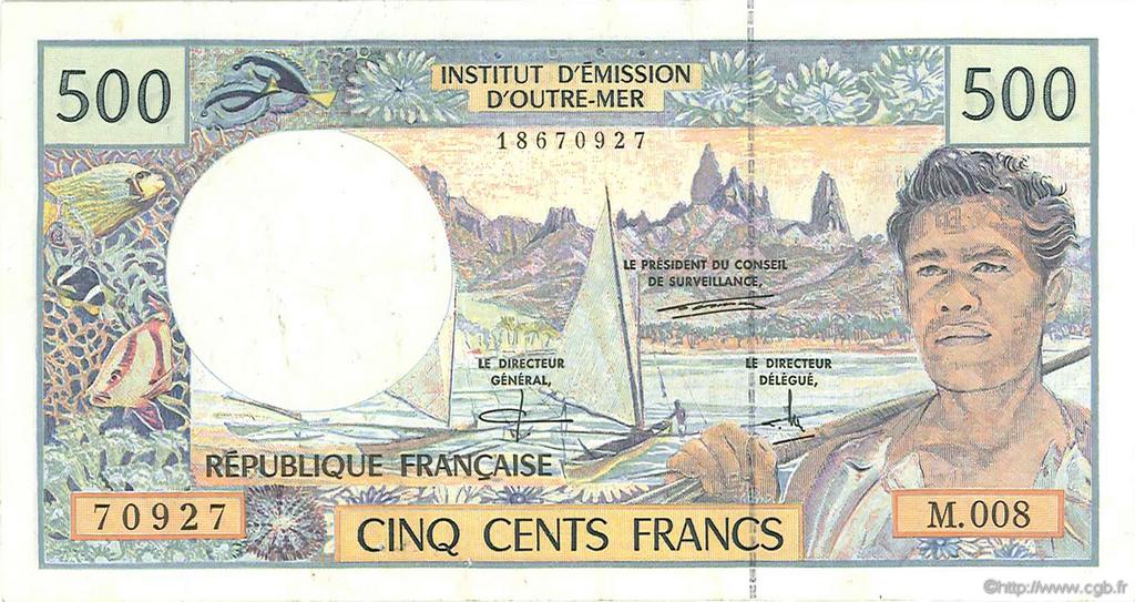 500 Francs POLYNESIA, FRENCH OVERSEAS TERRITORIES  1992 P.01b VF