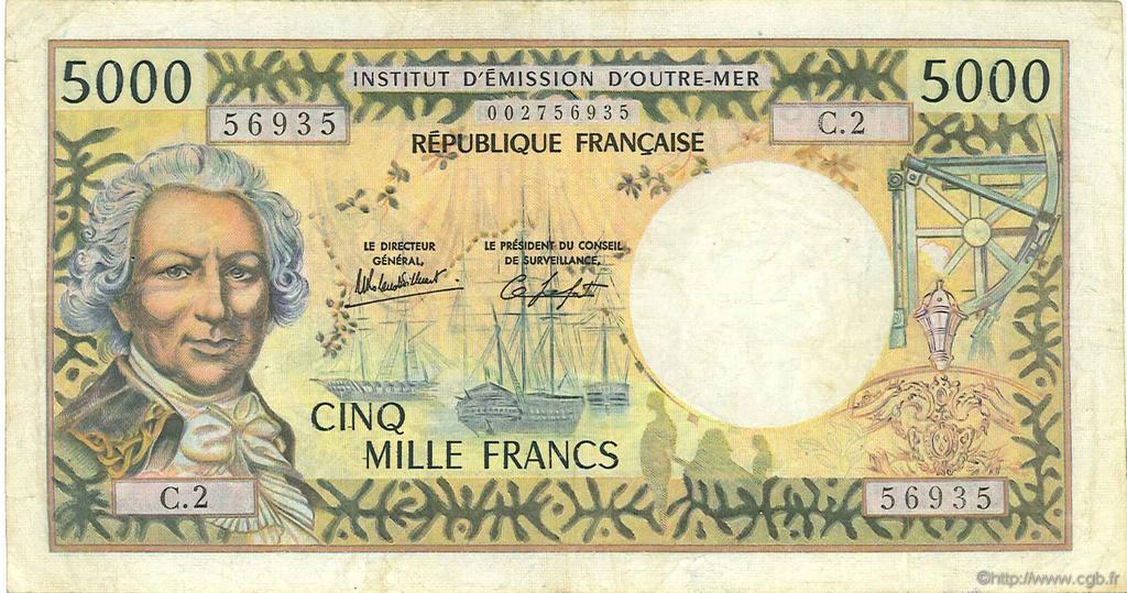 5000 Francs TAHITI  1982 P.28c F+